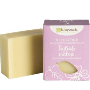 Sapone all'olio extrav. d'oliva - TIGLIO E MALVA - La Saponaria