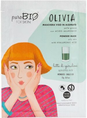 Powder mask - OLIVIA - latte di spirulina - Purobio