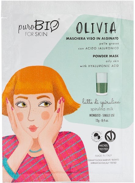 Powder mask - OLIVIA - latte di spirulina - Purobio