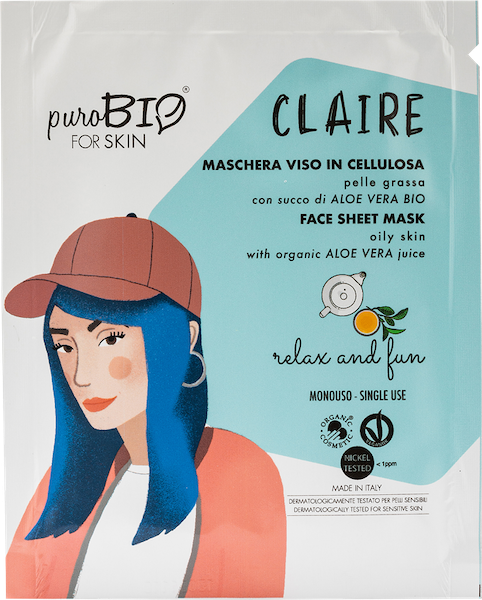 CLAIRE Maschera in tessuto pelle grassa Relax and Fun - PuroBio
