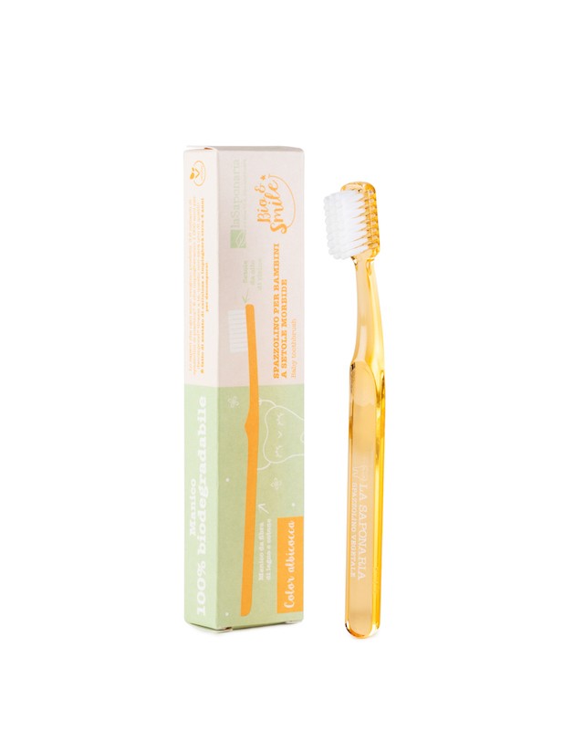 Spazzolino fibra vegetale Bimbi (albicocca) - Bio Smile - La Saponaria