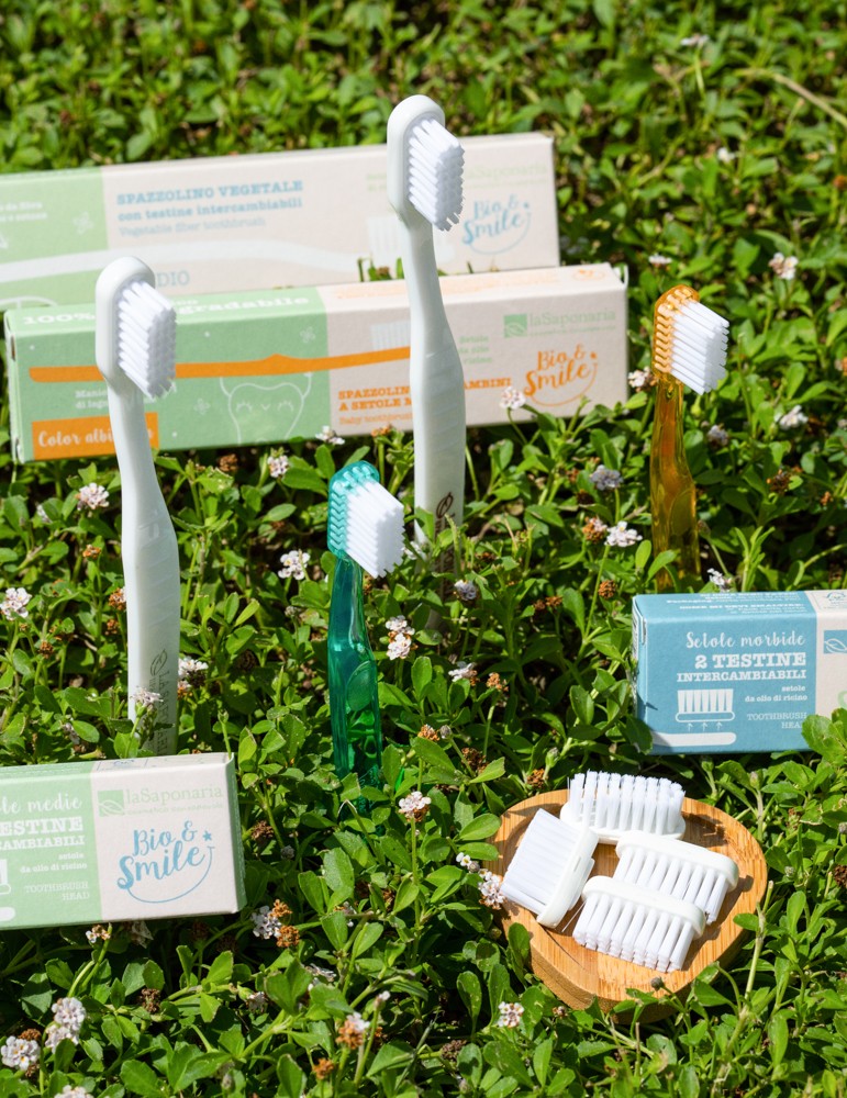Spazzolino fibra vegetale Bimbi (albicocca) - Bio Smile - La Saponaria