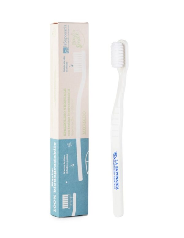 Vegetable fiber toothbrush with soft bristles - Bio Smile - La Saponaria