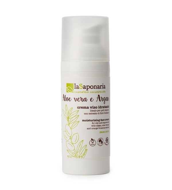 Feuchtigkeitsspendende Gesichtscreme - Aloe Vera und Argan - La Saponaria