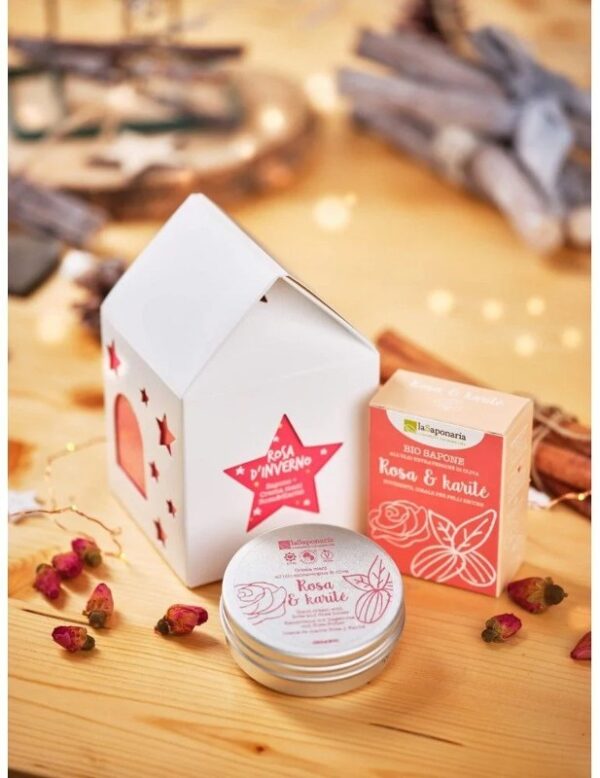 Pink house-lantern in winter - soap + hand cream Pink - La Saponaria