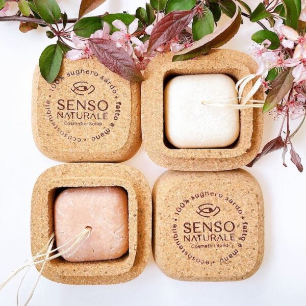 Square - Solid cork cosmetic container - Sensonaturale