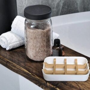 White bamboo fiber soap dish - Solidoh