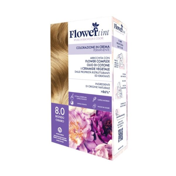Permanent hair color 8.0 light blond - Flowertint