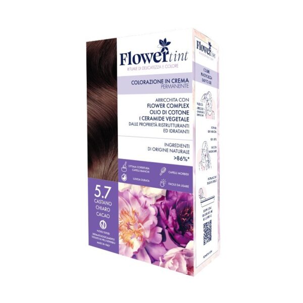 Permanent hair color 5.7 light brown cocoa - Flowertint