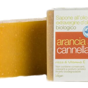 Sapone all'olio extrav. d'oliva - ARANCIA e CANNELLA - La Saponaria -