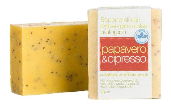 Sapone all'olio extrav. d'oliva - PAPAVERO e CIPRESSO - La Saponaria -