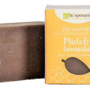 Sapone all'olio extrav. d'oliva - MIELE e LAVANDA - La Saponaria -