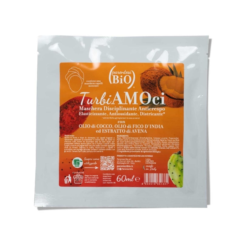TurbiAMOci Maschera capelli monouso - disciplinante anticrespo - Parentesi Bio