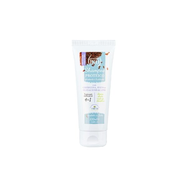 Shampoo Proteico idratante e lucidante con Cheratina e Olio di Semi di Lino 100ml - Parentesi Bio