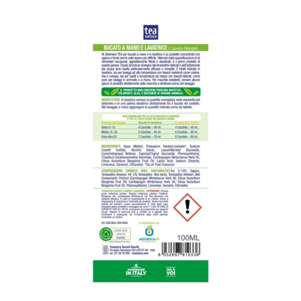 Ri-Detersivo Bucato a Mano e Lavatrice 100ml - Tea Natura - Image 2