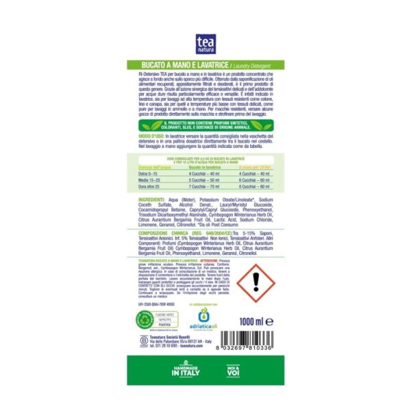 Ri-Detersivo Bucato a Mano e Lavatrice Lt 1 - Tea Natura - immagine 2