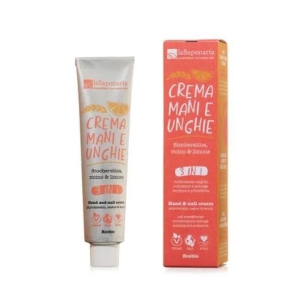Crema mani e unghie 3 in 1 - Fitocheratina, ricino & limone - La Saponaria
