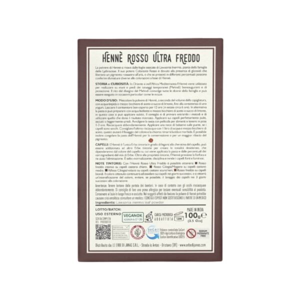 Henne Rosso Ultra Freddo 100gr - Le Erbe di Janas - immagine 2
