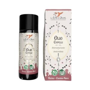 Olio Capelli Ristrutturante Anticaduta Ricino e Cumino Nero BIO 50ml - Le Erbe di Janas