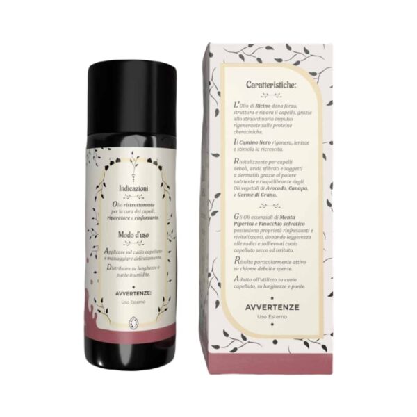 Olio Capelli Ristrutturante Anticaduta Ricino e Cumino Nero BIO 50ml - Le Erbe di Janas - immagine 2