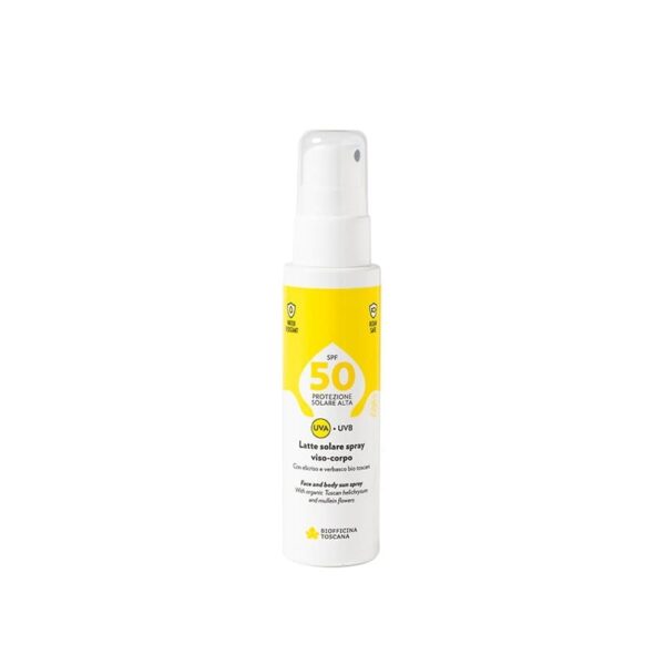 Latte solare spray viso-corpo SPF50 100ml - Biofficina Toscana