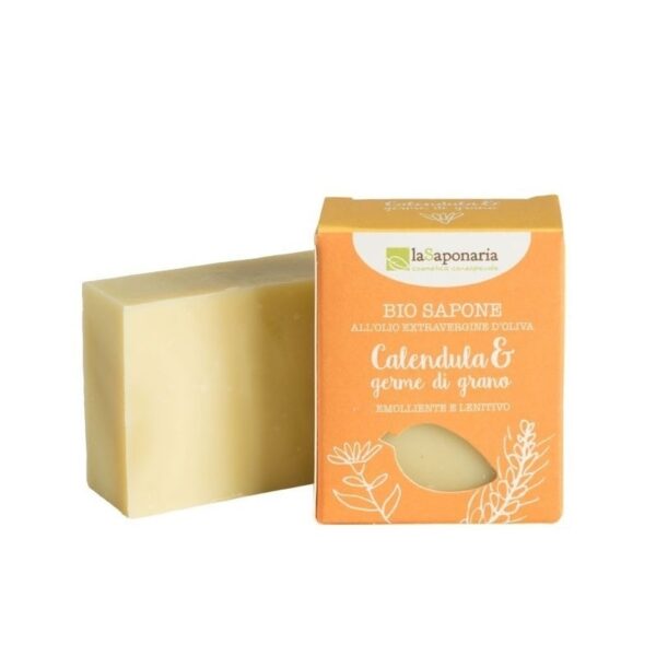Sapone all'olio extrav. d'oliva - Calendula e germe di grano - La Saponaria