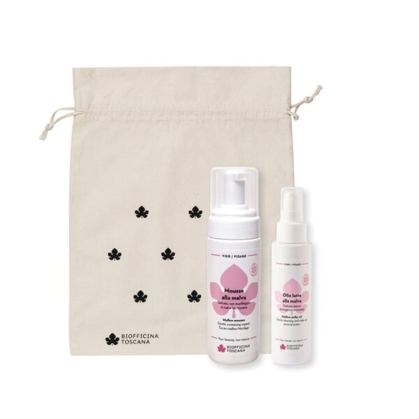 Kit Doppia Detersione Olio Latte + Mousse Malva  - Biofficina Toscana