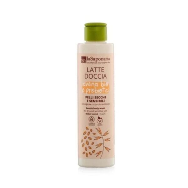 Latte doccia per pelli secche e sensibili - Avena Bio e Prebiotici 200ml - La Saponaria