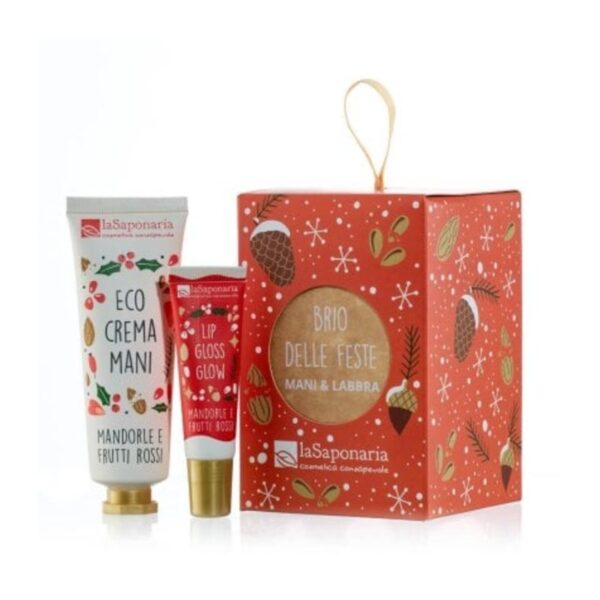 Lanterna Brio delle Feste - Cofanetto Regalo (Crema Mani + Lip Gloss Glow) - La Saponaria