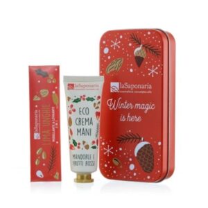 Scrigno Festa - Cofanetto Regalo (Crema Mani Mandorle & Frutti Rossi + Limetta Unghie) - La Saponaria