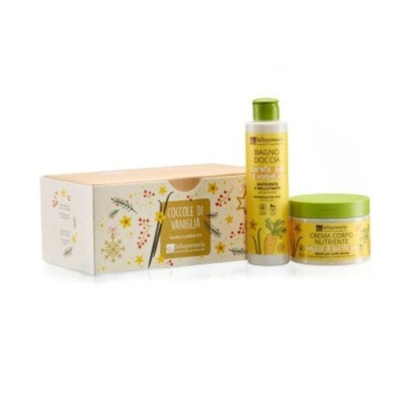 Set Coccole di Vaniglia - Cofanetto Corpo (Bagno Doccia Carota & Vaniglia + Crema Corpo Soffice di Karité) - La Saponaria