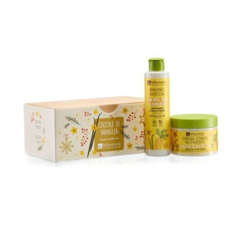 Set Coccole di Vaniglia - Cofanetto Corpo (Bagno Doccia Carota & Vaniglia + Crema Corpo Soffice di Karité) - La Saponaria