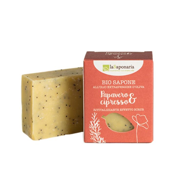 Sapone all'olio extrav. d'oliva - Papavero e Cipresso - La Saponaria