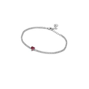 Bracciale Tennis Clara Argento Bianco Fucsia - Veramé