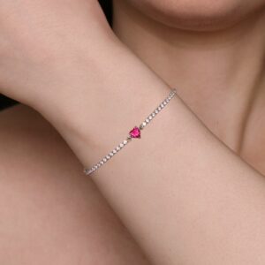 Bracciale Tennis Clara Argento Bianco Fucsia - Veramé