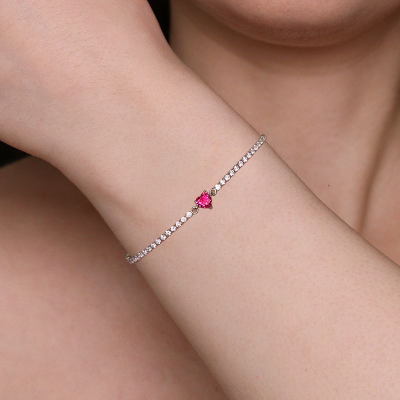 Bracciale Tennis Clara Argento Bianco Fucsia - Veramé - immagine 2