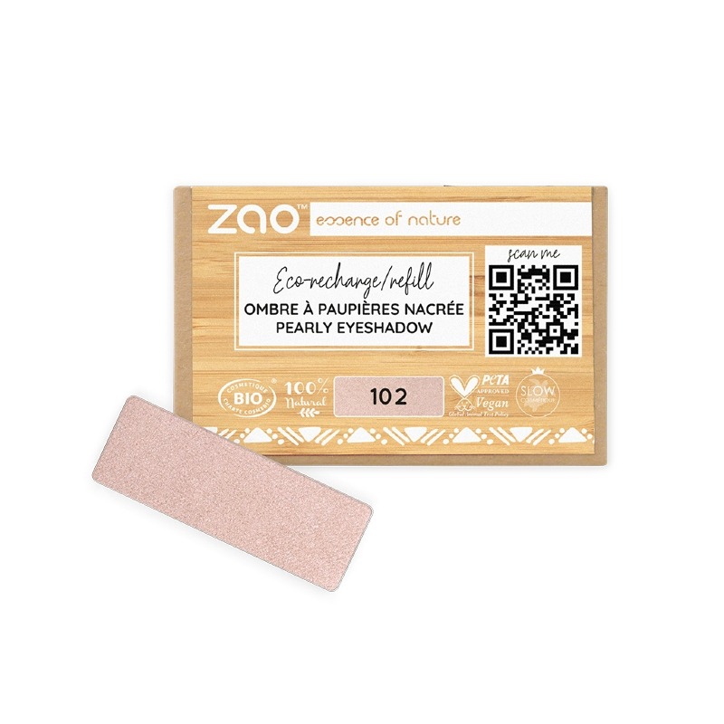 Ricarica Ombretto perlato rettangolare 102 Rosa beige - Zao Makeup
