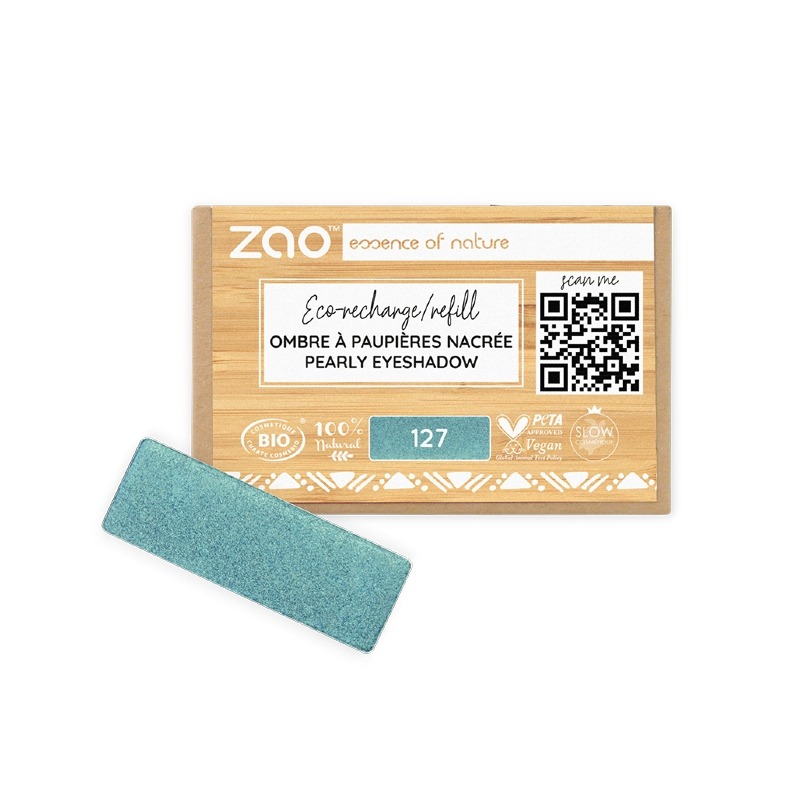 Ricarica Ombretto perlato rettangolare 127 Blu Pavone - Zao Makeup