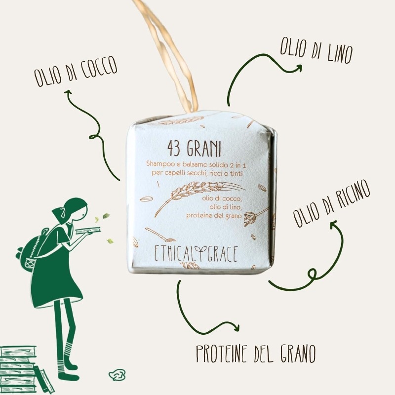 43 Grani - Shampoo e balsamo solido 2in1 per capelli secchi - Ethical Grace - Image 2