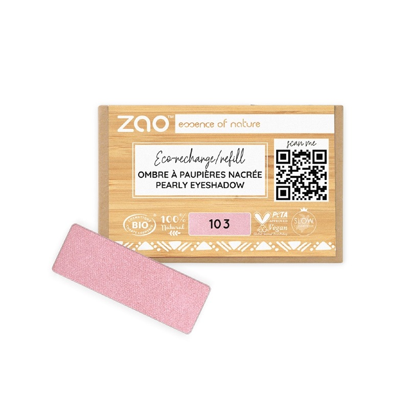 Ricarica Ombretto perlato rettangolare 103 Rosa Antico - Zao Makeup