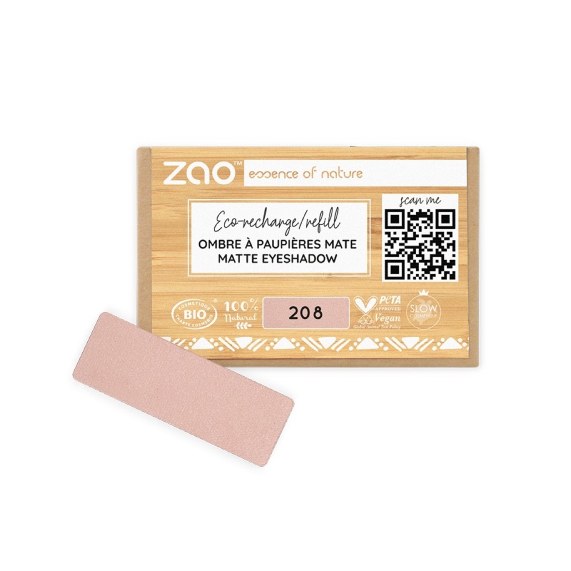 Ricarica Ombretto Opaco Rettangolare 208 Nude - Zao Makeup