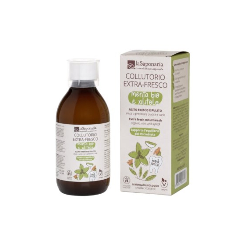 Extra fresh Mint & Solidago Mouthwash - Bio Smile - La Saponaria