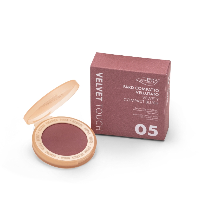 Velvet Touch - Fard Compatto Vellutato Pack 05 Prugna Rosato - puroBio - immagine 4