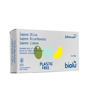 Tris Saponi Solidi Bio Universali - Olivo, Bicarbonato e Limone - Biolù